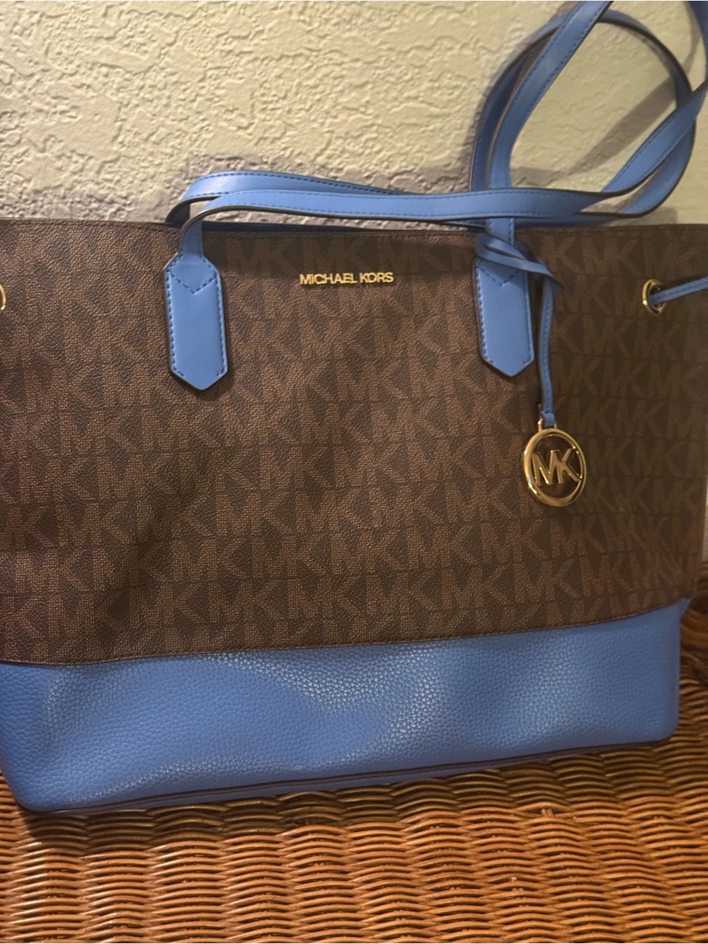 Michael Kors Brown & Blue Signature Logo Tote